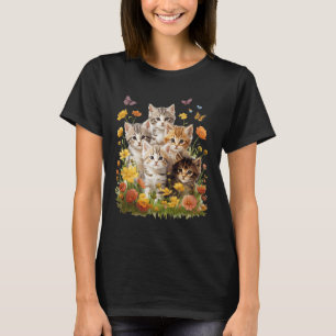 T-shirt Peinture esthétique vintage florale avec chatons e