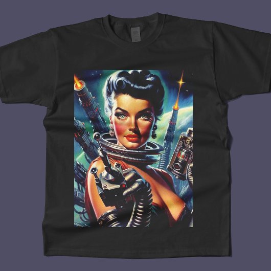 T-shirt Peinture féminine rétro Sci-Fi