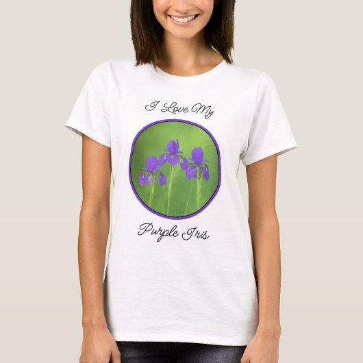 T-shirt Peinture Iris Violet - Art Fleur Originale (Devant)