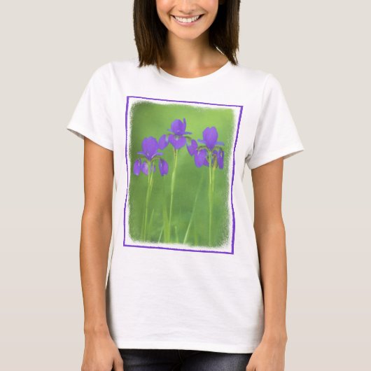 T-shirt Peinture Iris Violet - Art Fleur Originale (Devant)