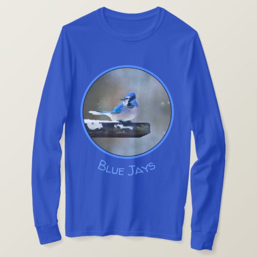 T-shirt Peinture Jay Bleu - Art Oiseau Original (Design devant)