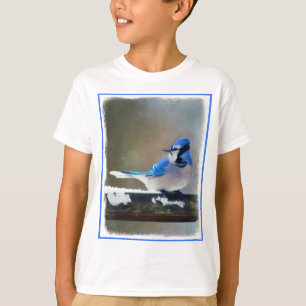 T-shirt Peinture Jay Bleu - Art Oiseau Original