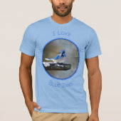 T-shirt Peinture Jay Bleu - Art Oiseau Original (Devant)