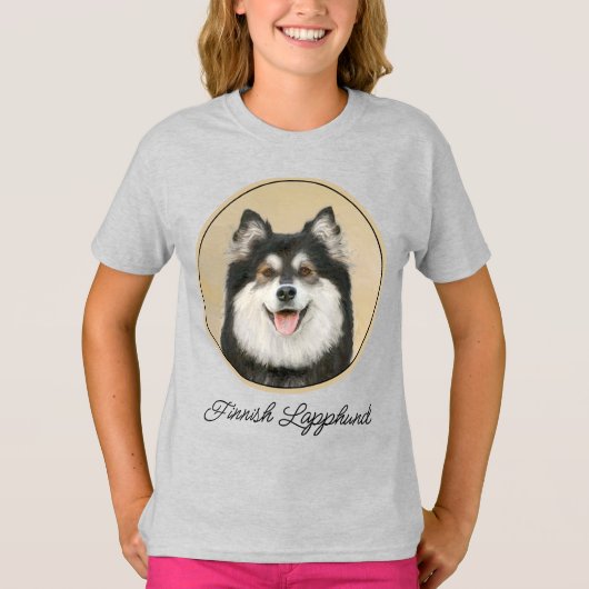T-shirt Peinture Lapphund Finlandaise - Joli art original  (Devant)