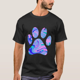 T-shirt Peinture Liquide pour Empreinte de patte bleu