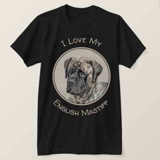 T-shirt Peinture mastiff anglaise (Brindle) - Dog Art (Design devant)