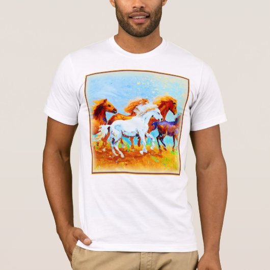 T-shirt Peinture Mignonne De Chevaux De Course. Commandez (Devant)