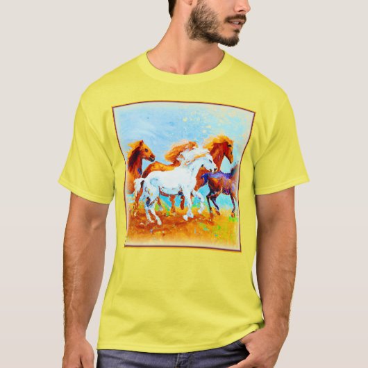 T-shirt Peinture Mignonne De Chevaux De Course. Commandez (Devant)