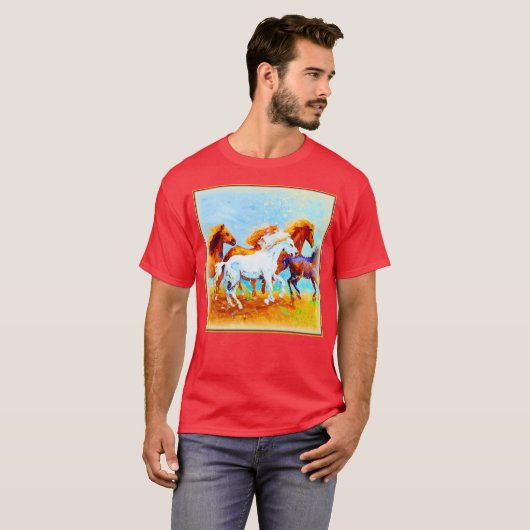 T-shirt Peinture Mignonne De Chevaux De Course. Commandez (Devant entier)