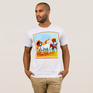 T-shirt Peinture Mignonne De Chevaux De Course. Commandez