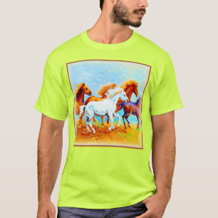T-shirt Peinture Mignonne De Chevaux De Course. Commandez