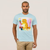 T-shirt Peinture Mignonne D'Un Chat Tenant Une Brosse. Com (Devant entier)