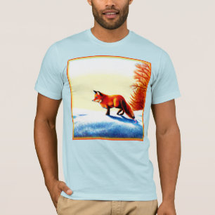 T-shirt Peinture mignonne d'un Renard Rouge. Commandez dès