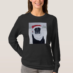 T-shirt Peinture noire de casquette de Père Noël de Noë