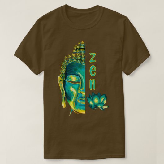 T-shirt Peinture numérique bouddhiste zen bleu Bouddha jau (Design devant)