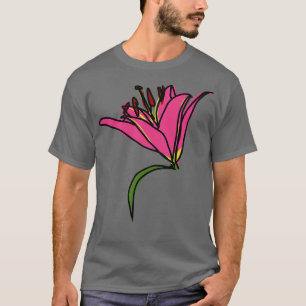 T-shirt Peinture numérique d'une fleur de Lys rose