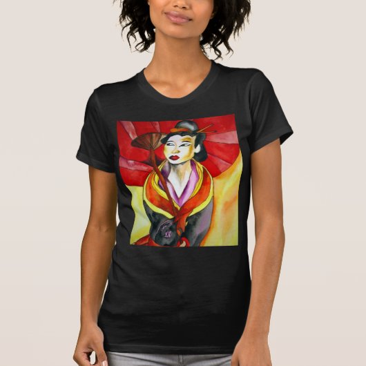 T-shirt peinture originale d'art Geisha (Devant)
