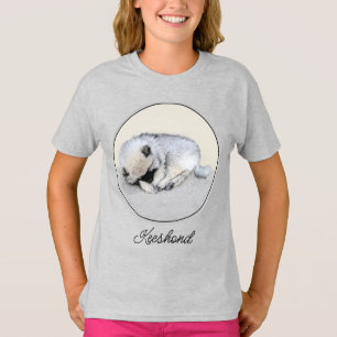 T-shirt Peinture originale de chiot Keeshond endormi, Art 