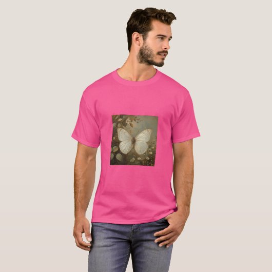 T-shirt Peinture papillon blanc clair (Devant entier)