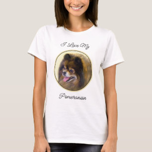T-shirt Peinture Poméranienne Noir et Tan Art Chien origin
