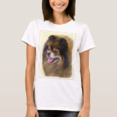 T-shirt Peinture Poméranienne Noir et Tan Art Chien origin (Devant)