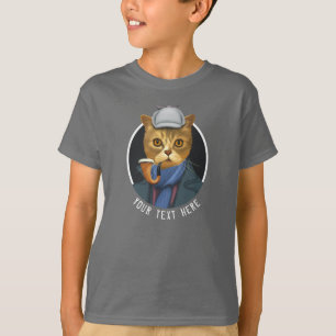 T-shirt Peinture Portrait d'un chat inspecteur