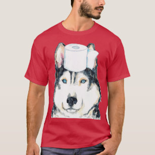 T-shirt Peinture pour chien Husky toilette