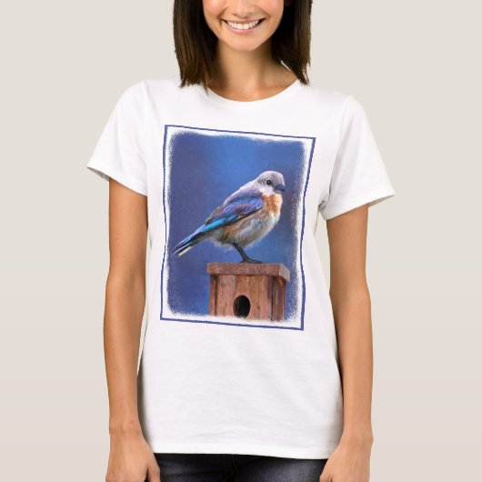 T-shirt Peinture pour oiseaux bleus (femelle) - Art origin (Devant)