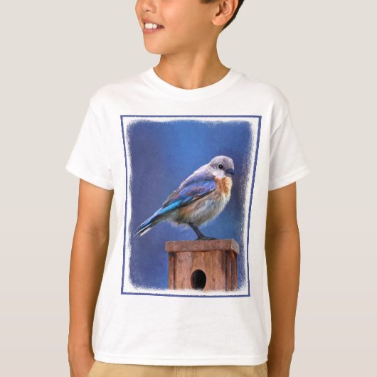T-shirt Peinture pour oiseaux bleus (femelle) - Art origin (Devant)