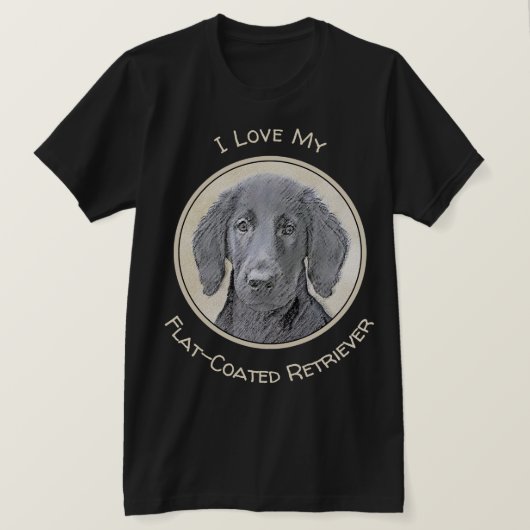 T-shirt Peinture Retriever à revêtement plat - Art Chien o (Design devant)
