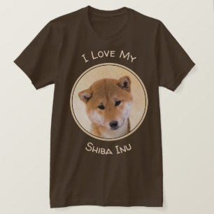 T-shirt Peinture (rouge) de Shiba Inu - art original de