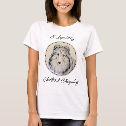 T-shirt Peinture Shetland Sheepdog - Jolie art original ch (Devant)