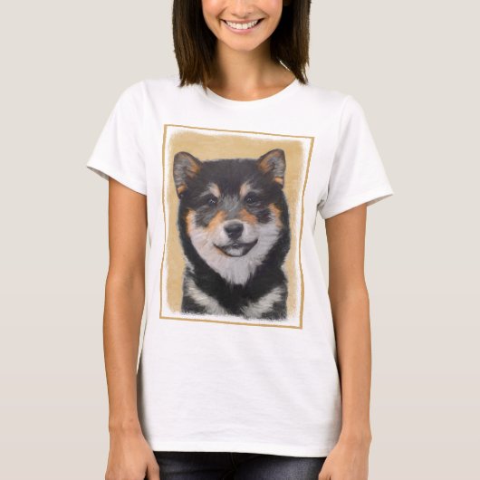 T-shirt Peinture Shiba Inu (Noir et Tan) - Art Chien (Devant)
