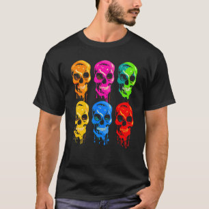 T-shirt Peinture Super P peinte en spirale de crâne coloré