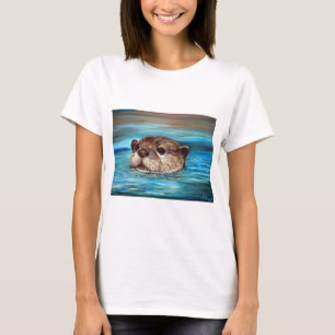 T-shirt Peinture sur la loutre de rivière