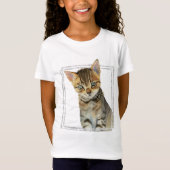 T-Shirt Peinture tigrée de chaton avec le cadre de marbre (Devant)