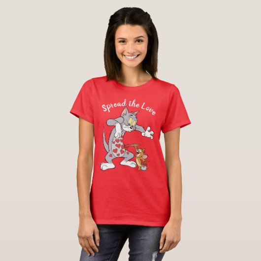 T-shirt Peinture Tom & Jerry Coeurs de Saint-Valentin (Devant entier)