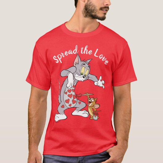 T-shirt Peinture Tom & Jerry Coeurs de Saint-Valentin (Devant)