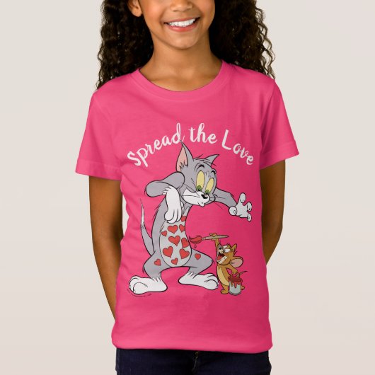 T-Shirt Peinture Tom & Jerry Coeurs de Saint-Valentin (Devant)
