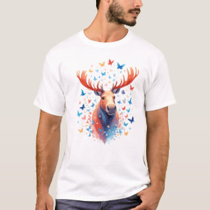 T-shirt Peinture vectorielle d'orignal amusant animal joue