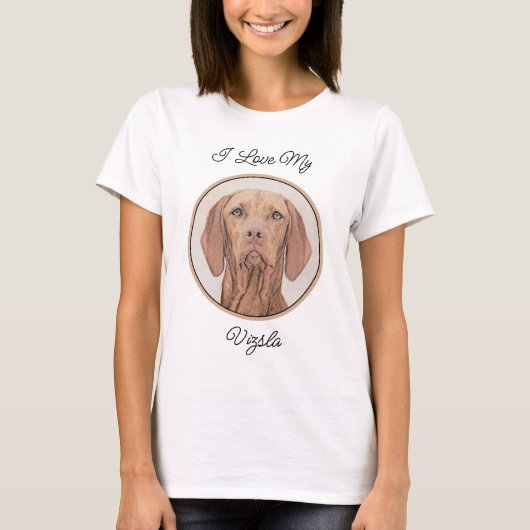 T-shirt Peinture Vizsla - Joli art original chien (Devant)