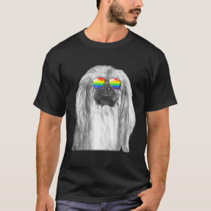 T-shirt Pekingese Chien Gay pride Drapeau Lunettes de sole