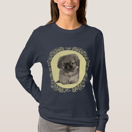 T-shirt Pekingese Chiot jaune (Devant)