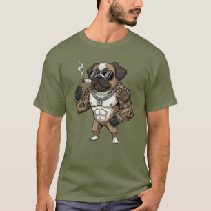 T-shirt Pékinois, musclé, tatoué, bodybuilder