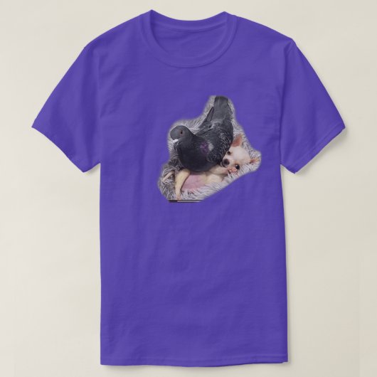 T-shirt Peler un chien et un pigeon (Design devant)
