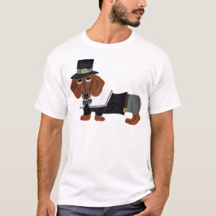 T-shirt Pèlerin de thanksgiving de teckel