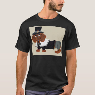 T-shirt Pèlerin de Thanksgviving de teckel