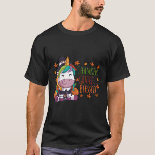 T-shirt Pèlerin Unicorne Merci Gratuit Merci Thanksgi