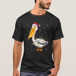 T-shirt Pelican Bird Xmas Éclairage Santa Hat Pelican Chri