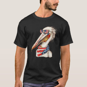 T-shirt Pélican portant USA Drapeau Patriotique Lunettes d